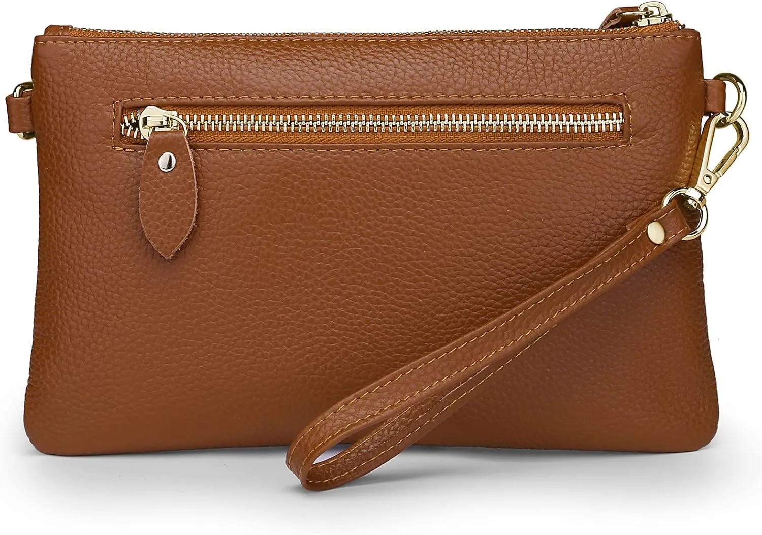 YALUXE Women's Genuine Leather Wristlet Purse Clutch Handbag with Phone Pocket Card Holder and Crossbody Strap