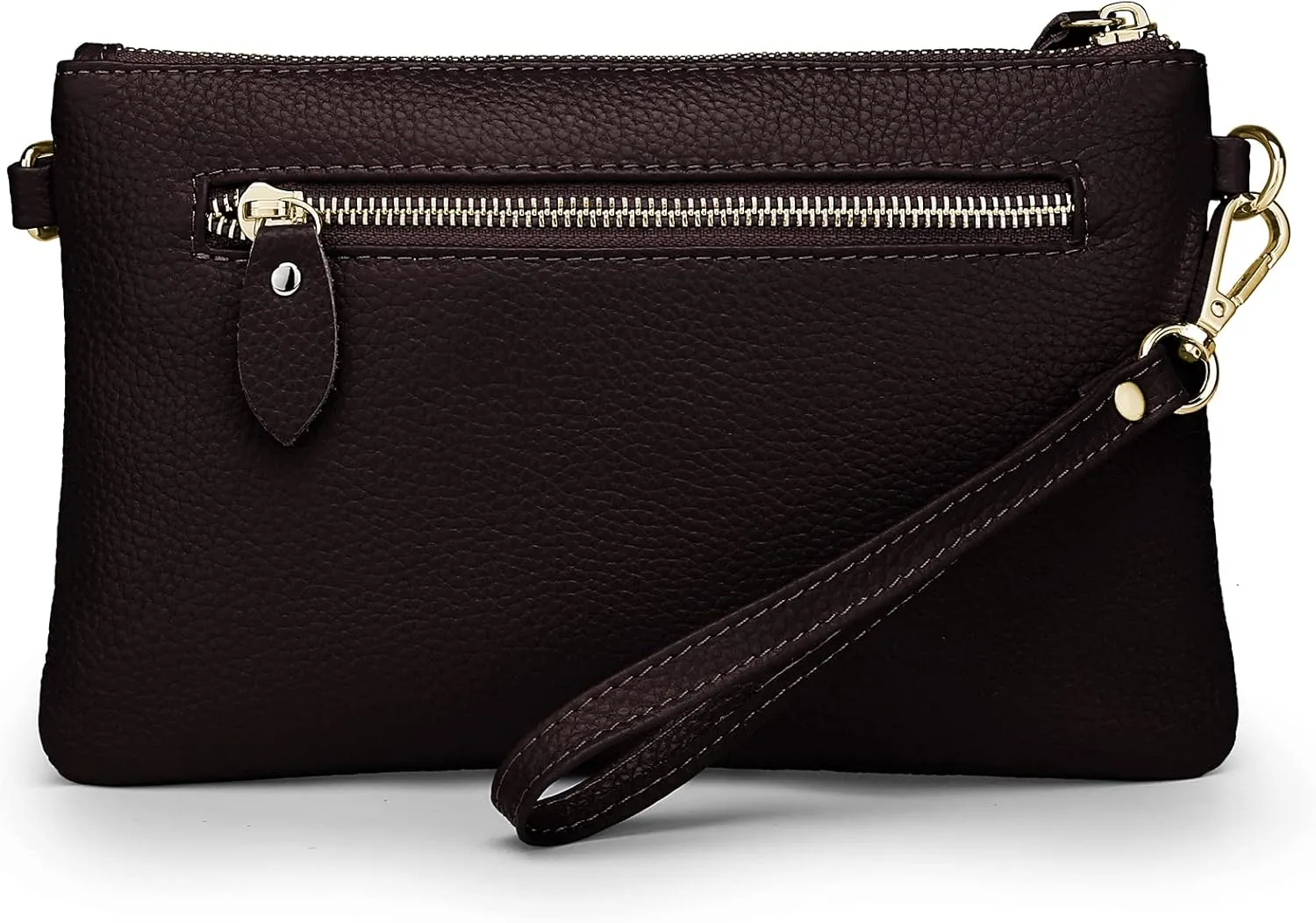 YALUXE Women's Genuine Leather Wristlet Purse Clutch Handbag with Phone Pocket Card Holder and Crossbody Strap