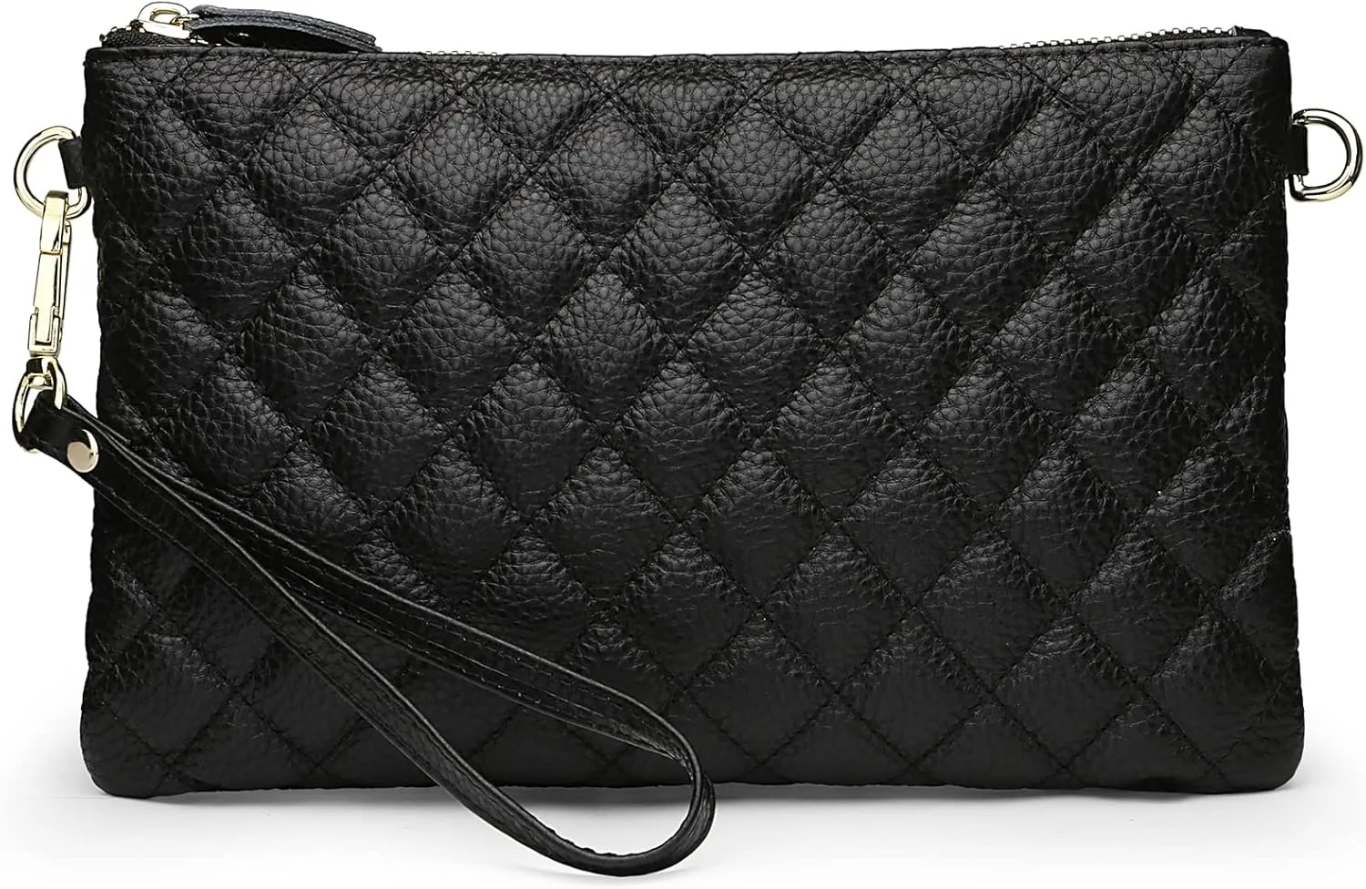 YALUXE Women's Genuine Leather Wristlet Purse Clutch Handbag with Phone Pocket Card Holder and Crossbody Strap