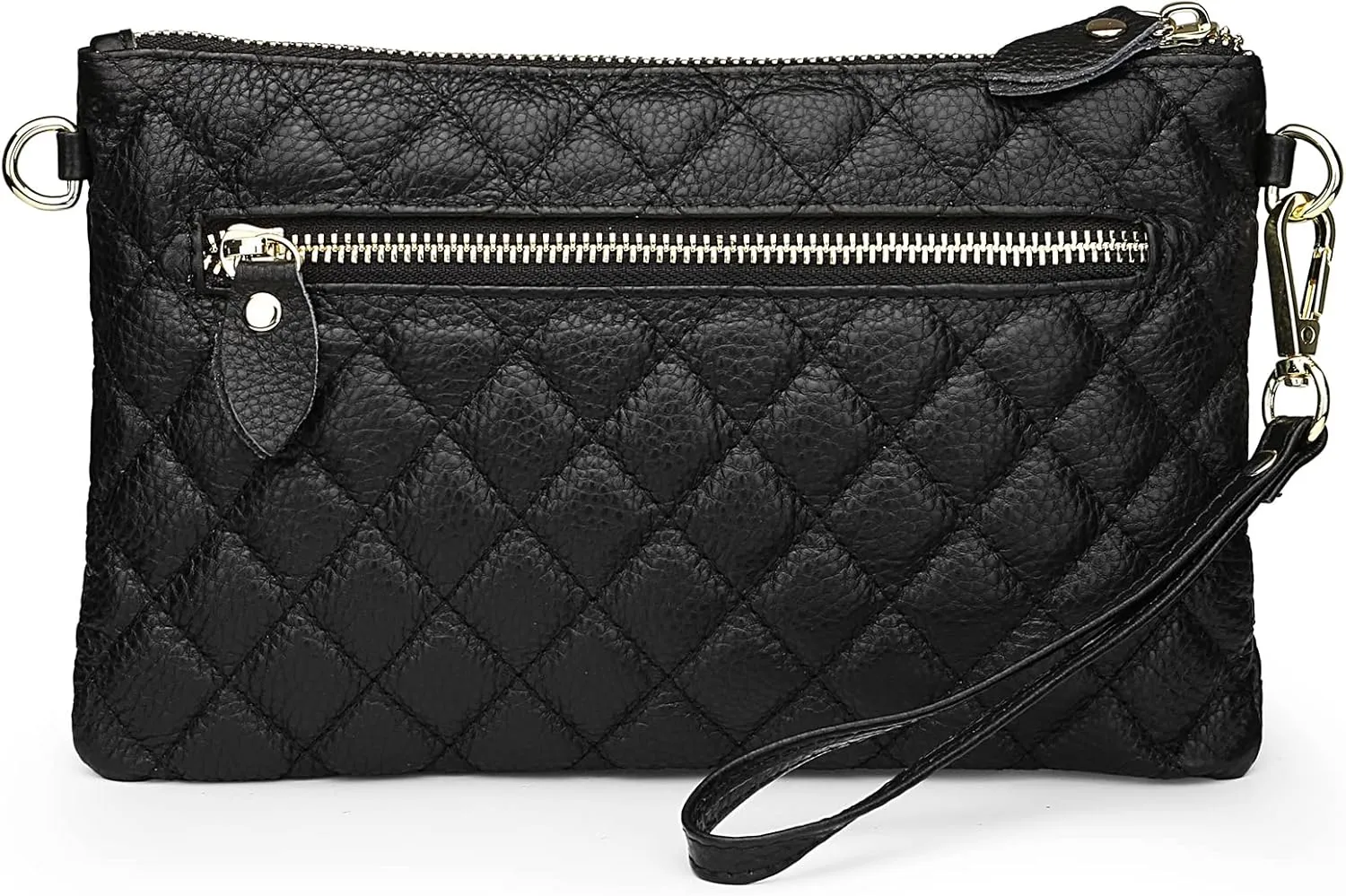 YALUXE Women's Genuine Leather Wristlet Purse Clutch Handbag with Phone Pocket Card Holder and Crossbody Strap