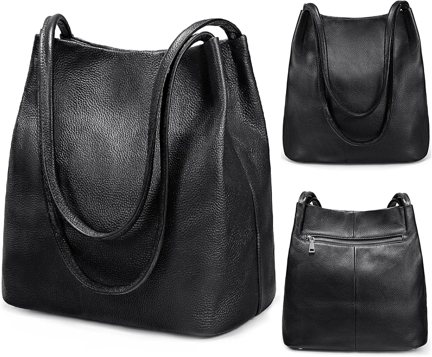 YALUXE Women's Soft Genuine Leather Tote Bucket Bags Hobo Shoulder Bags Trendy Purse and Handbags