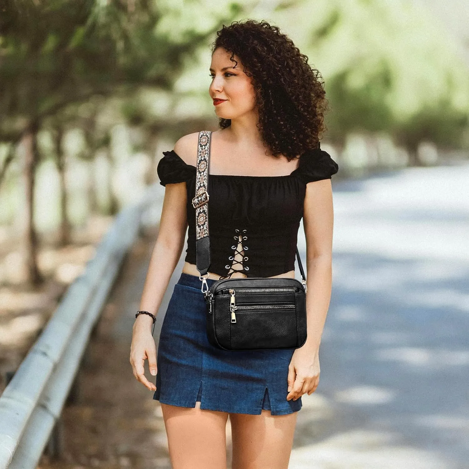 YDSIII Small Crossbody Bags for Women, Trendy Vegan Leather Cross Body Bags for Womens with Adjustable Wide Guitar Strap