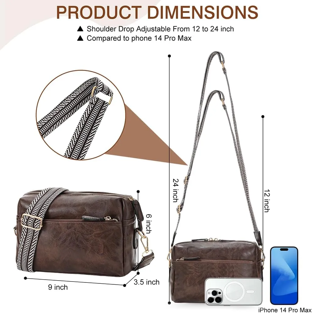YDSIII Small Crossbody Bags for Women, Trendy Vegan Leather Cross Body Bags for Womens with Adjustable Wide Guitar Strap
