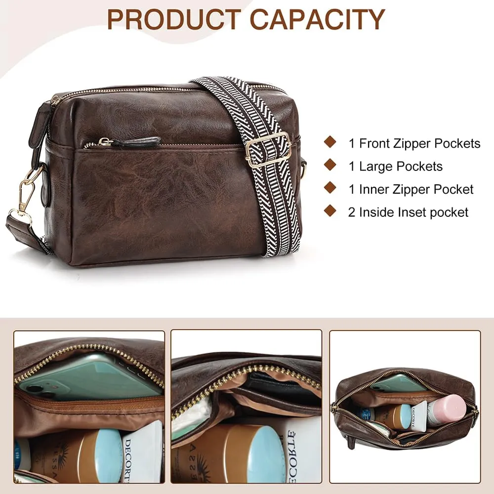 YDSIII Small Crossbody Bags for Women, Trendy Vegan Leather Cross Body Bags for Womens with Adjustable Wide Guitar Strap