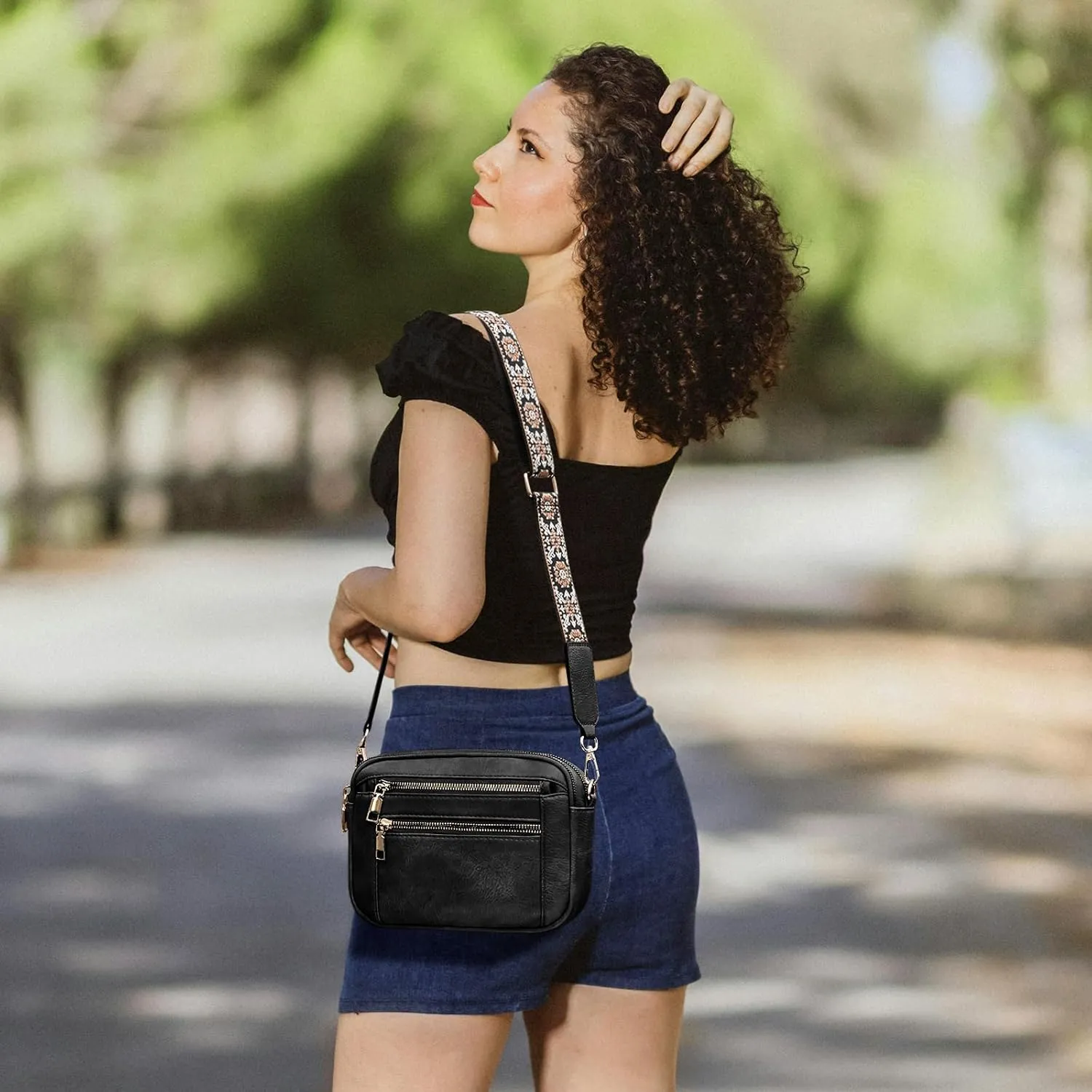 YDSIII Small Crossbody Bags for Women, Trendy Vegan Leather Cross Body Bags for Womens with Adjustable Wide Guitar Strap