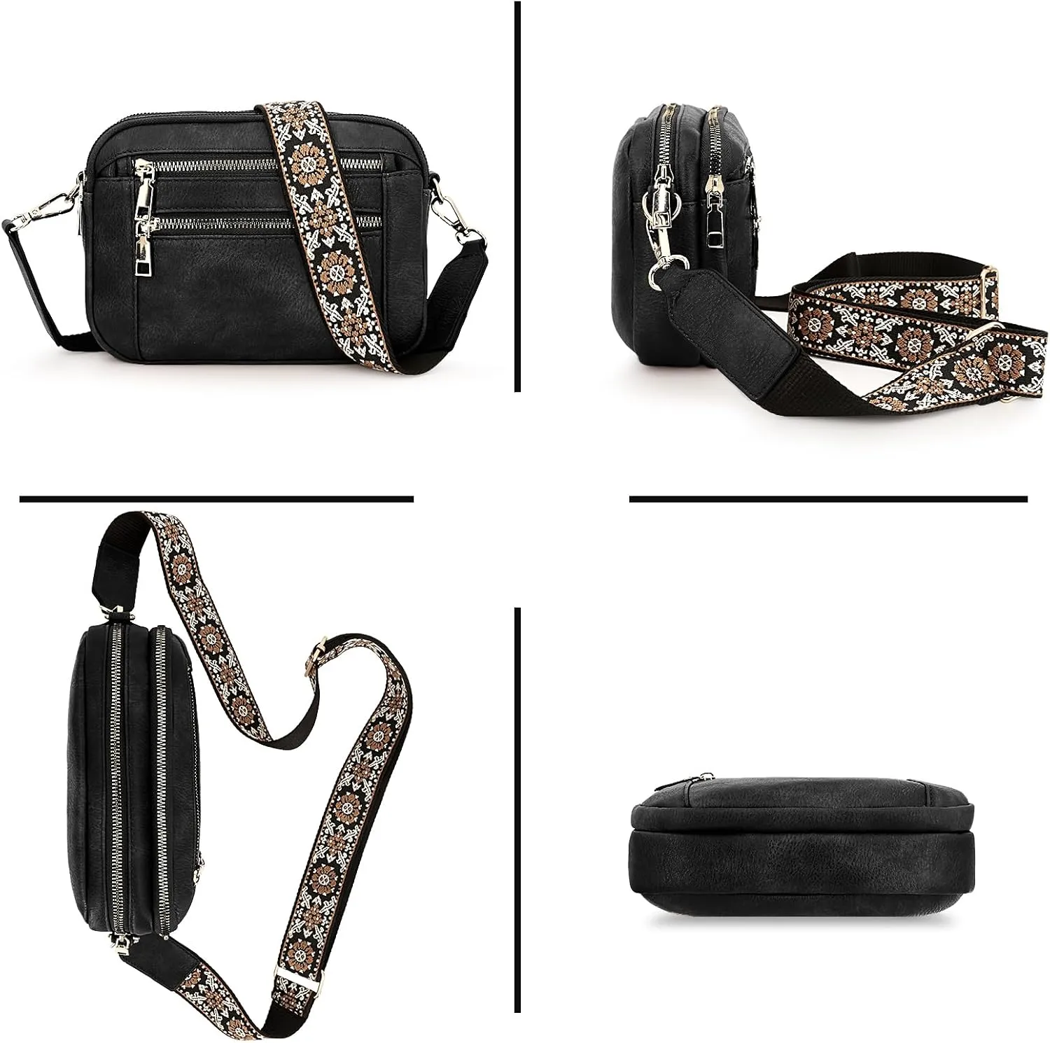 YDSIII Small Crossbody Bags for Women, Trendy Vegan Leather Cross Body Bags for Womens with Adjustable Wide Guitar Strap