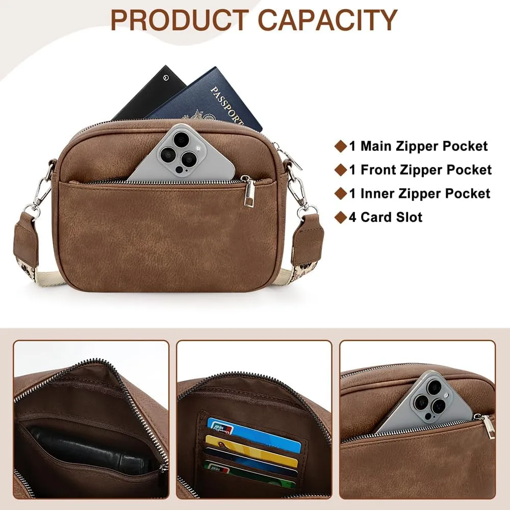YDSIII Small Crossbody Bags for Women, Trendy Vegan Leather Cross Body Bags for Womens with Adjustable Wide Guitar Strap