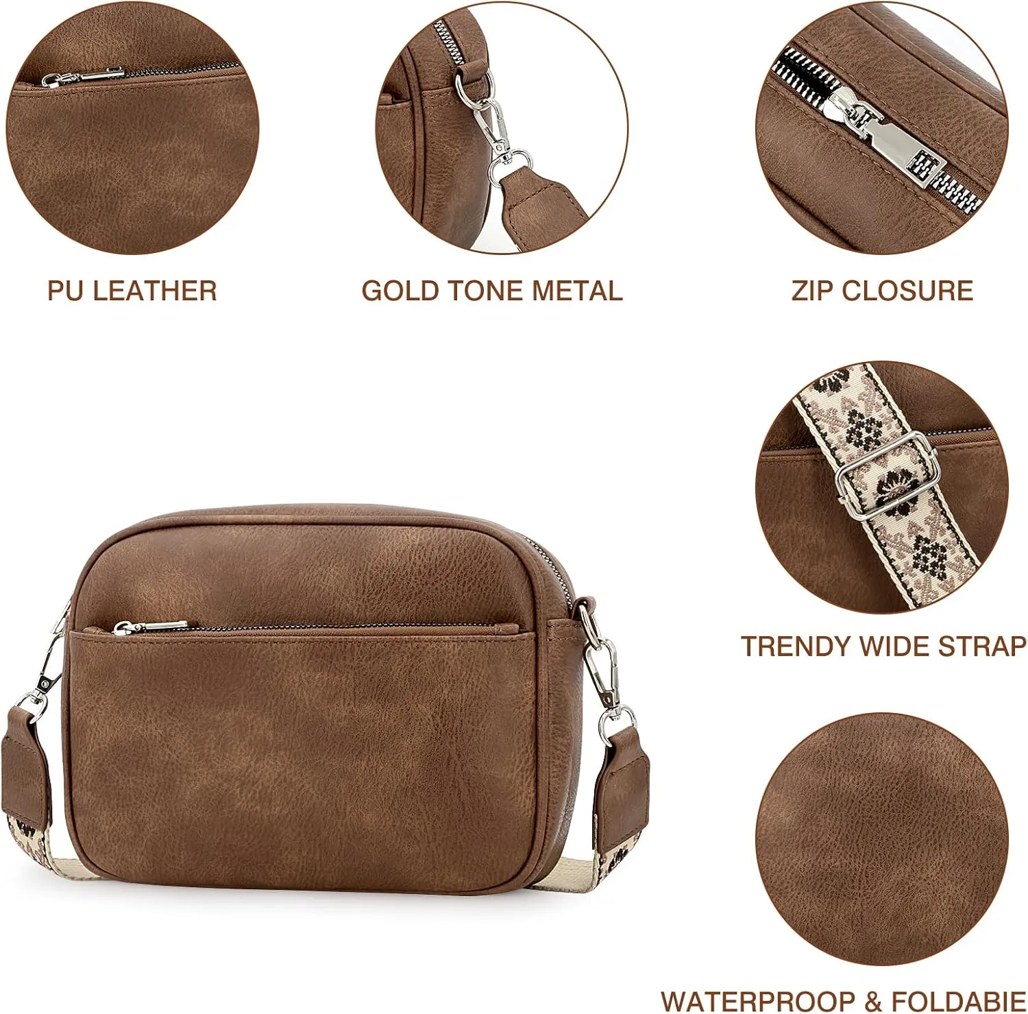 YDSIII Small Crossbody Bags for Women, Trendy Vegan Leather Cross Body Bags for Womens with Adjustable Wide Guitar Strap