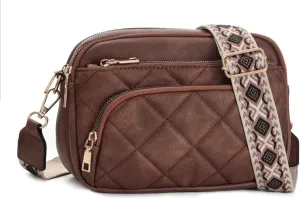 YDSIII Small Quilted Crossbody Bags for Women, Trendy Vegan Leather Cross Body Purse with Adjustable Wide Guitar Strap
