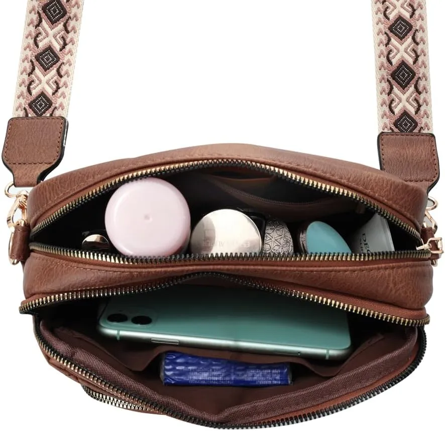 YDSIII Small Quilted Crossbody Bags for Women, Trendy Vegan Leather Cross Body Purse with Adjustable Wide Guitar Strap