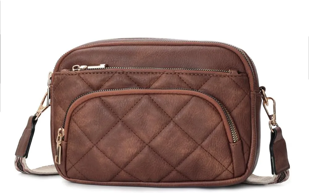 YDSIII Small Quilted Crossbody Bags for Women, Trendy Vegan Leather Cross Body Purse with Adjustable Wide Guitar Strap