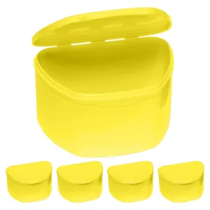 Yellow 30 Bulk Pack Denture Cases, Dental Box For Artificial Teeth, Mouth Guard, Night Guard, Gum Shields, Retainers - Soaking & Cleaning Supplies For Travel, Storage Containers