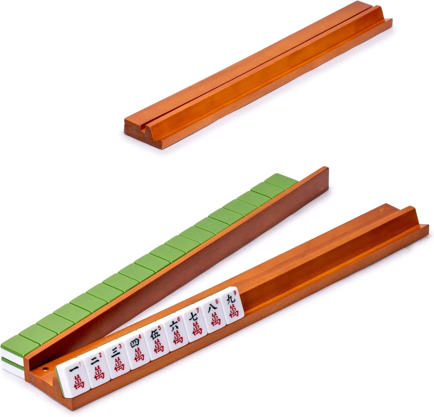 Yellow Mountain Imports American Mahjong Set, Huntington with 166 Melamine Mahjong Tiles, Mineral Green Soft Case - 4 All-in-One Racks with Pushers, Scoring Coins, Dice, and Wind Indicator