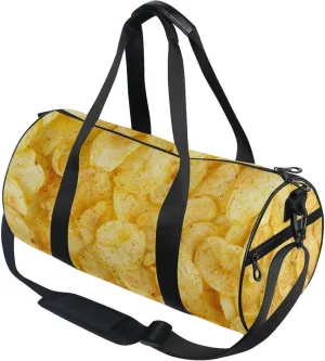 Yellow Potato Chips Gym Duffle Bag for Women Men Sports Fitness Bag Workout Travel Gymnastics Dance Ballet