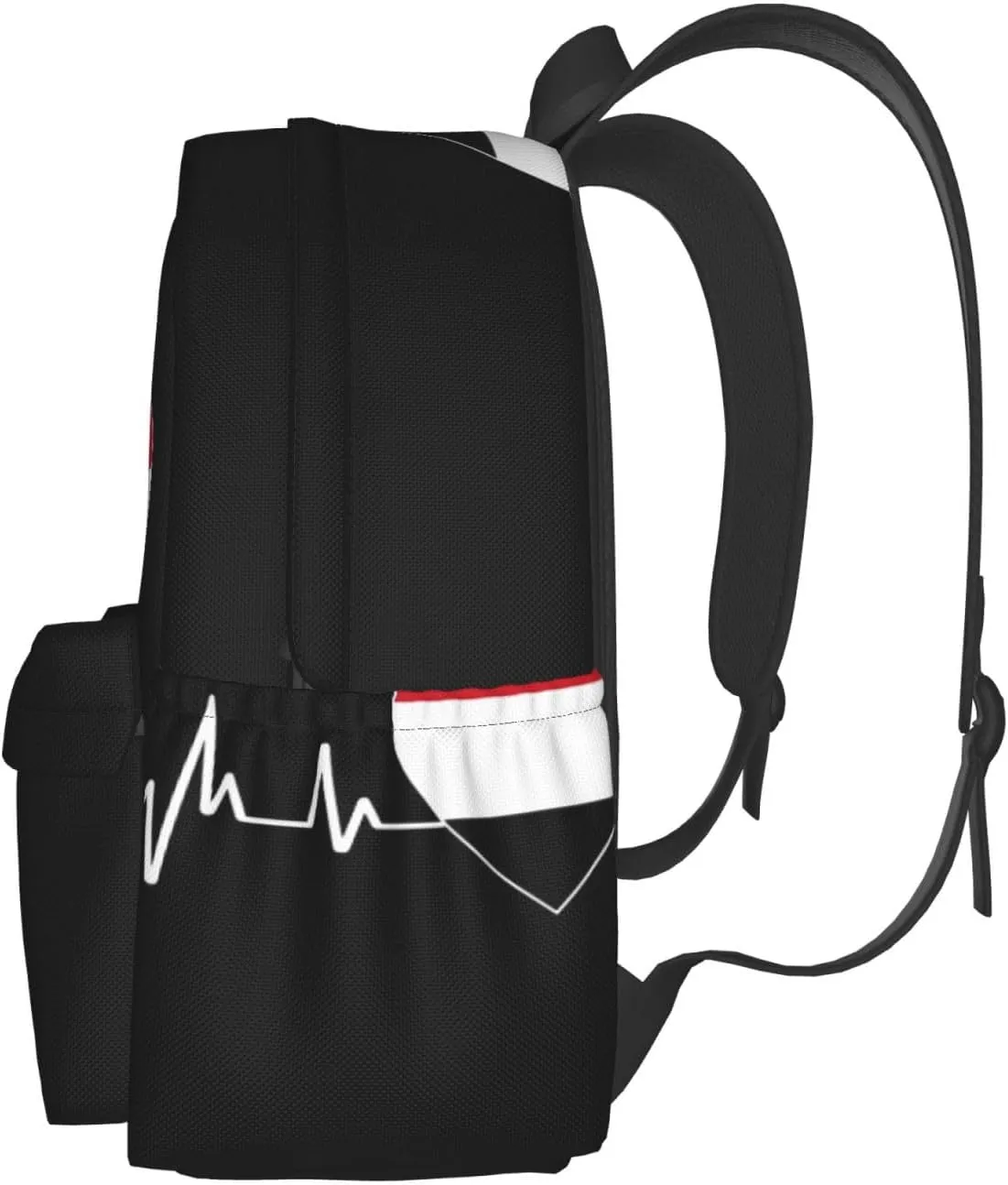 Yemen Yemeni Yemenian Flag Hearts Beats Casual Backpack Large Capacity Travel Backpacks Laptop Daypack Commuter Rucksack Adjustable Strap Sports Bags for Hiking Biking