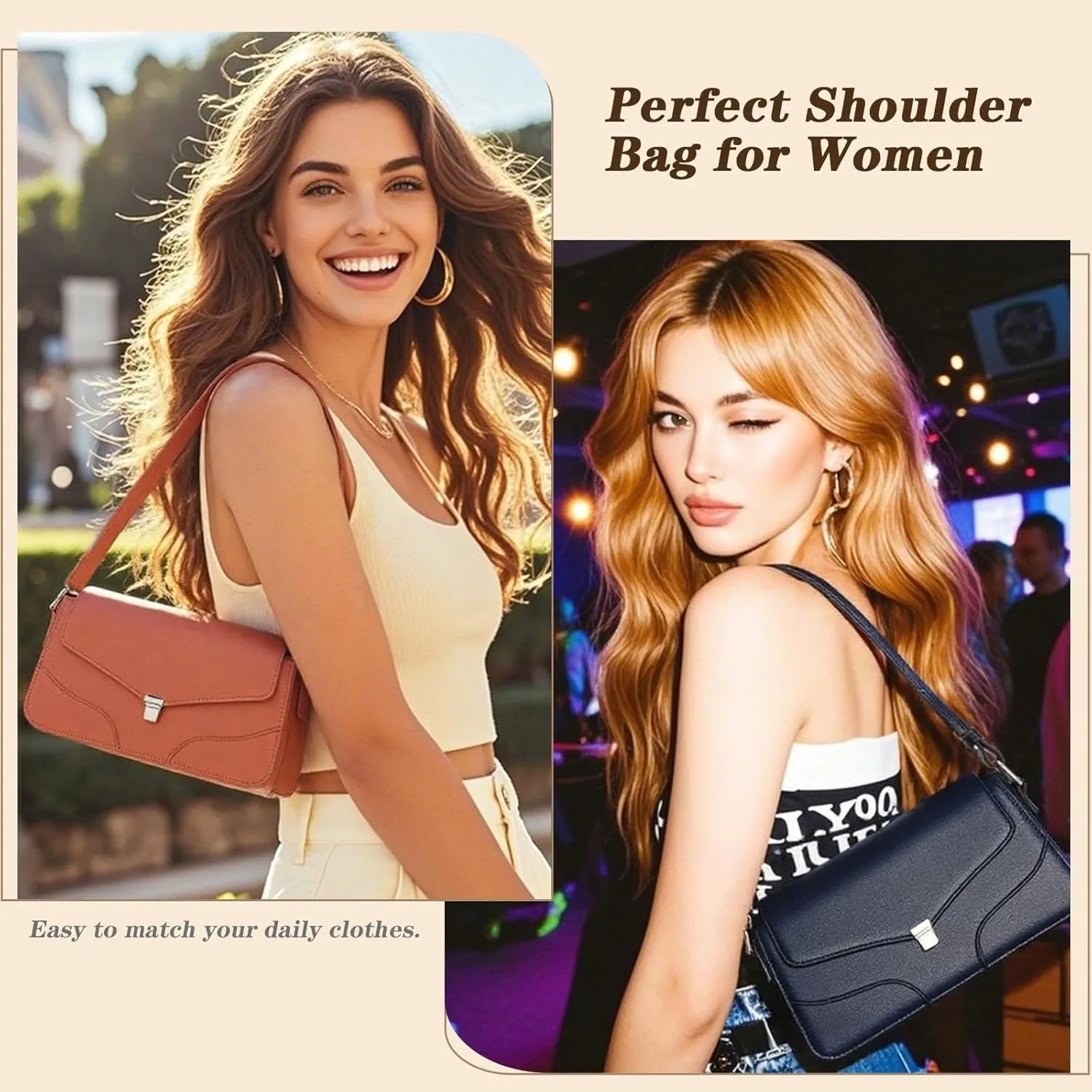 YIKOEE Womens Shoulder Bags Small Y2K Mini Purse with Vegan Leather
