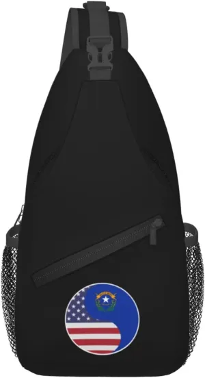 Yin Yang Flag Combination Of America And Nevada Crossbody Bags For Women Men Chest Backpack Gym Shoulder Bag Travel Outdoor Sports Casual Crossbody Bags