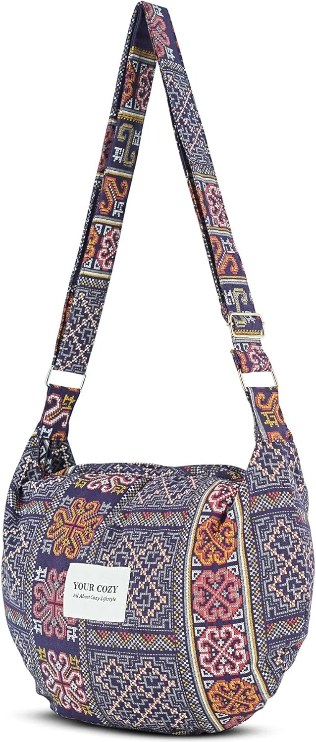 Your Cozy Women's Sling Crossbody Bags Large Shoulder Shopping Hobo Bag Handbag Top Zip Bags Handmade Messenger Bag