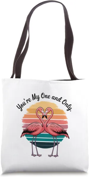 You're My One and Only Flamingo Heart Shape Tote Bag