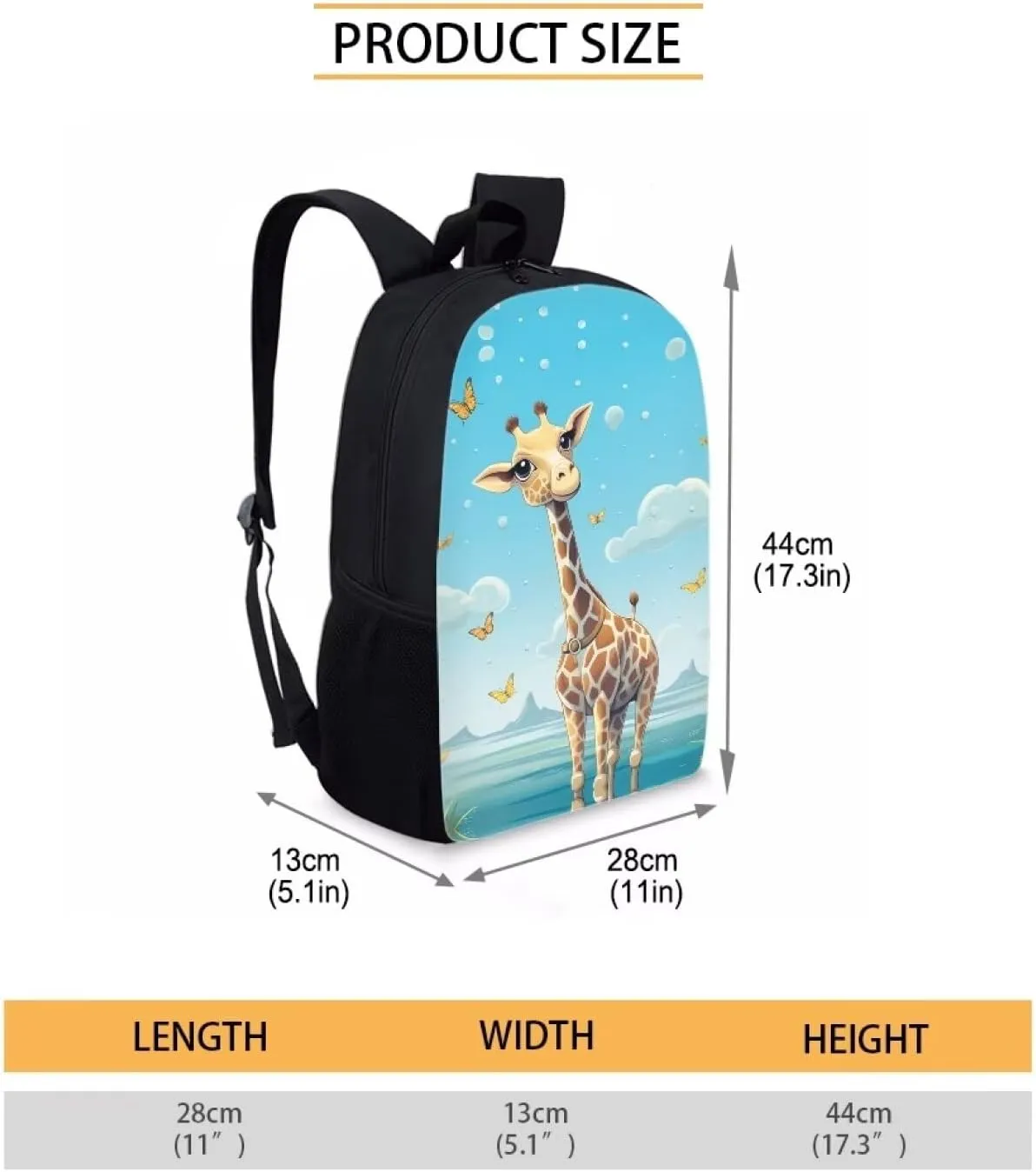 Ystardream Cute Giraffe Kids School Backpack for Girls Elementary School Backpack for Girls Blue School Bag for Kids Boys Lightweight Travel Daypack Bookbag Personalized School Bag