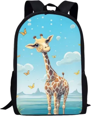 Ystardream Cute Giraffe Kids School Backpack for Girls Elementary School Backpack for Girls Blue School Bag for Kids Boys Lightweight Travel Daypack Bookbag Personalized School Bag
