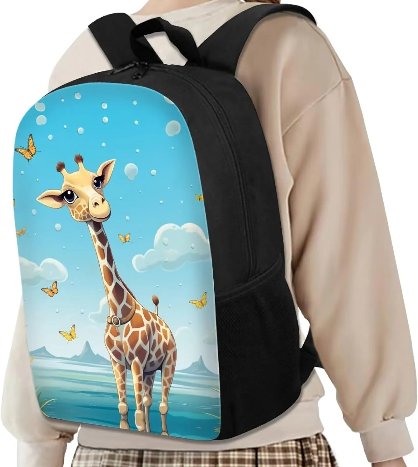Ystardream Cute Giraffe Kids School Backpack for Girls Elementary School Backpack for Girls Blue School Bag for Kids Boys Lightweight Travel Daypack Bookbag Personalized School Bag