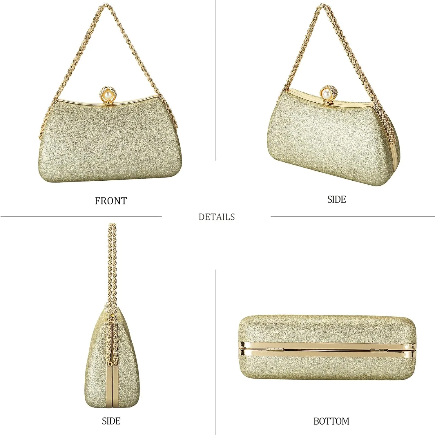 YYW Clutch Purse for Women Pearls Evening handbag Wedding Party Purse Shoulder Bag