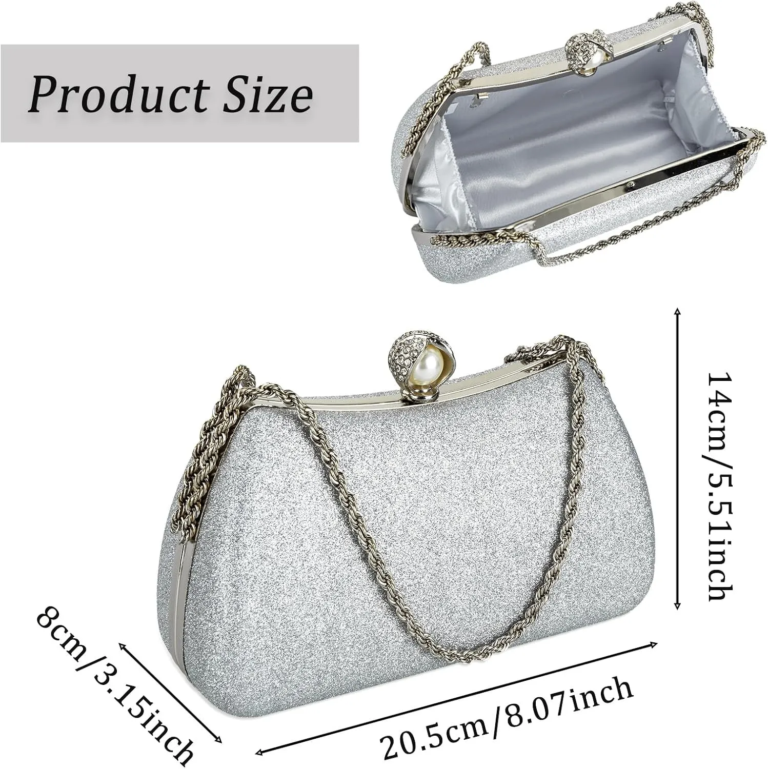 YYW Clutch Purse for Women Pearls Evening handbag Wedding Party Purse Shoulder Bag