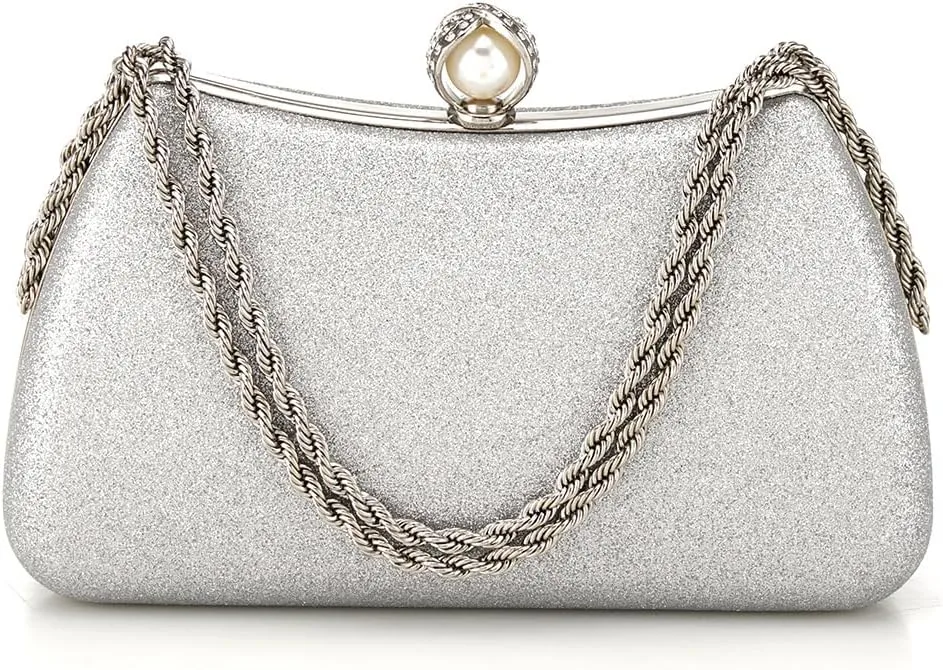 YYW Clutch Purse for Women Pearls Evening handbag Wedding Party Purse Shoulder Bag