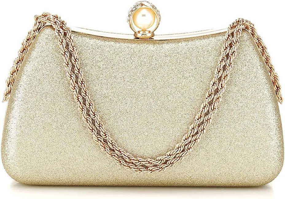 YYW Clutch Purse for Women Pearls Evening handbag Wedding Party Purse Shoulder Bag