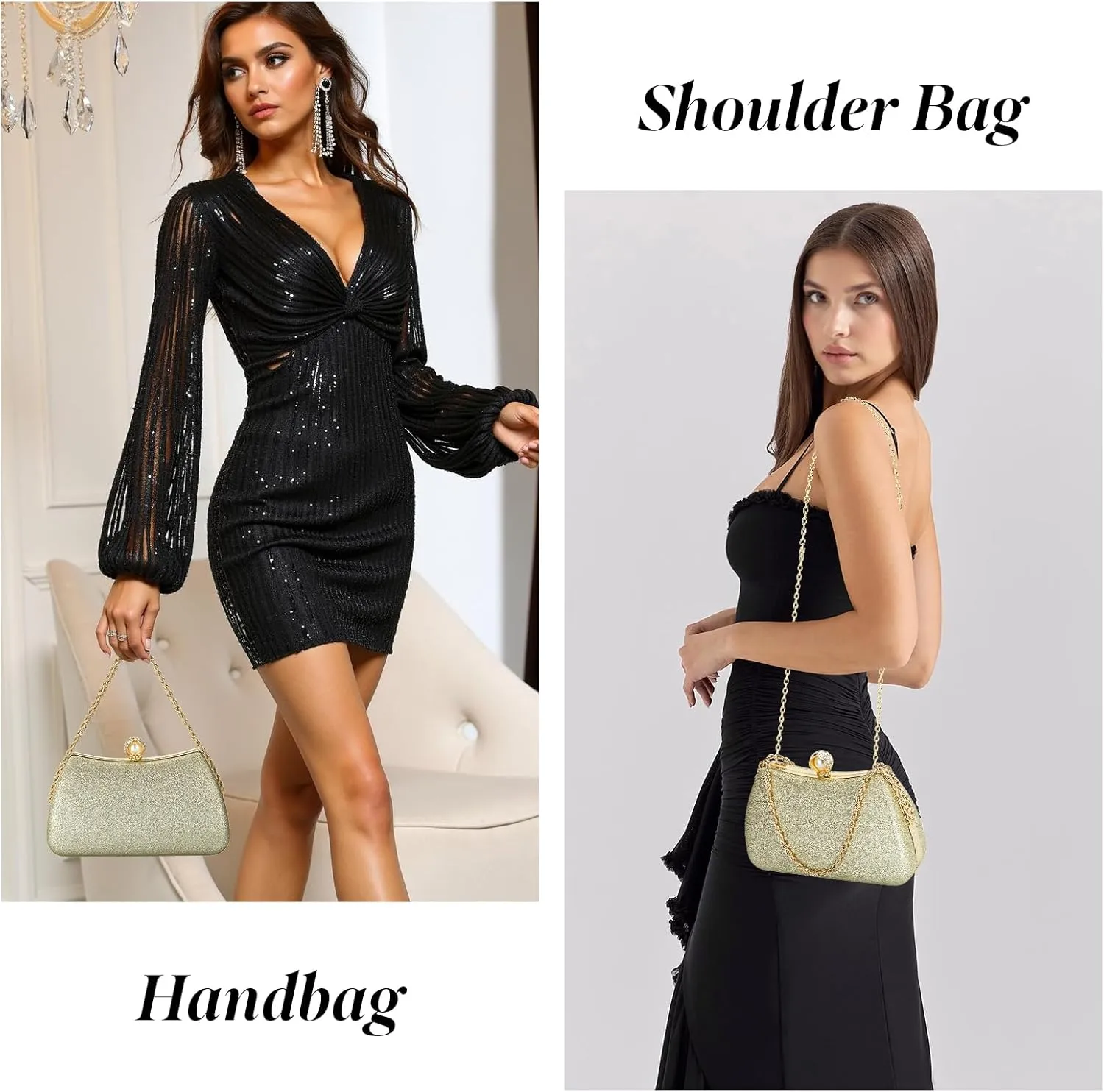 YYW Clutch Purse for Women Pearls Evening handbag Wedding Party Purse Shoulder Bag