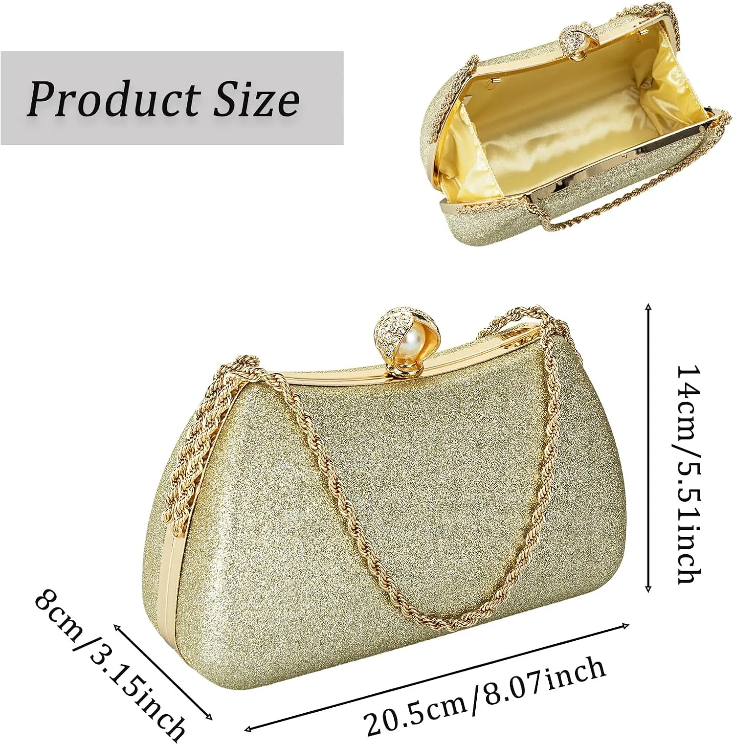 YYW Clutch Purse for Women Pearls Evening handbag Wedding Party Purse Shoulder Bag