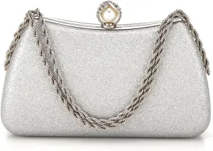 YYW Clutch Purse for Women Pearls Evening handbag Wedding Party Purse Shoulder Bag