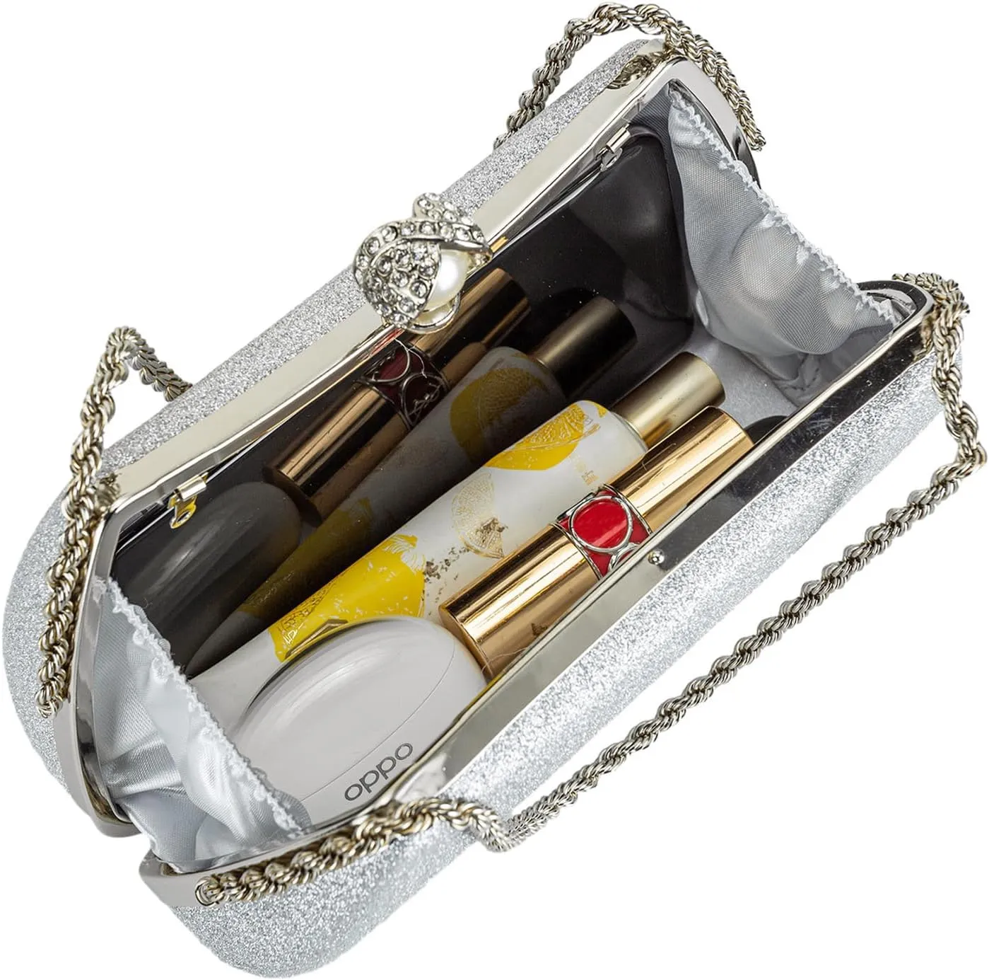 YYW Clutch Purse for Women Pearls Evening handbag Wedding Party Purse Shoulder Bag