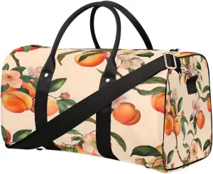Yzrwebo Peaches Travel Duffle Bag for Men Women Peach Branch Overnight Weekender Bag Foldable Travel Duffel Bag Large Sports Gym Bag Waterproof Luggage Tote Bag Tear Resistant
