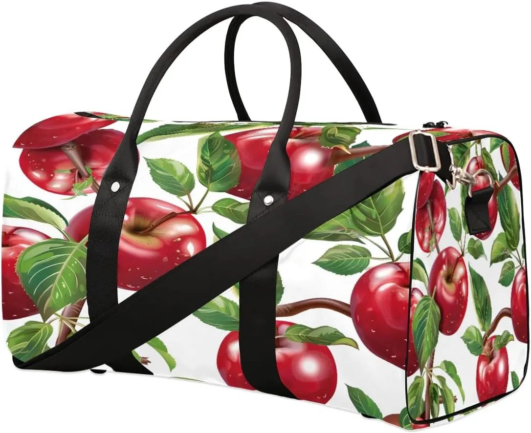 Yzrwebo Red Apples Travel Duffle Bag for Men Women Apples Overnight Weekender Bag Foldable Travel Duffel Bag Large Sports Gym Bag Waterproof Luggage Tote Bag Tear Resistant