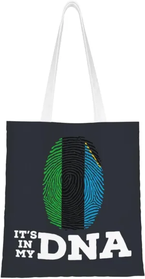 Zanzibar It's in My DNA Tote Bag for Women Canvas Shopping Bags Reusable Large Capacity Casual Shoulder Handbags Grocery Bags DIY Gift Bags