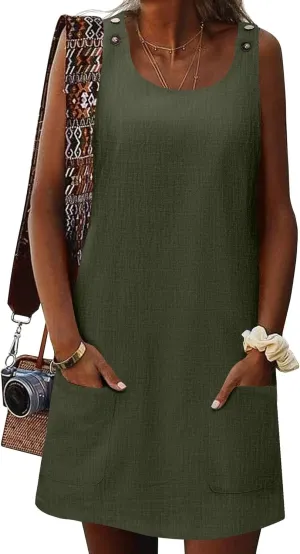 Zeagoo Summer Dress for Women Sleeveless Tank Dress with Pockets Casual Short A Line Dress Crewneck Sundress 2025