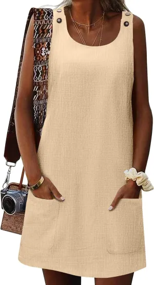 Zeagoo Summer Dress for Women Sleeveless Tank Dress with Pockets Casual Short A Line Dress Crewneck Sundress 2025