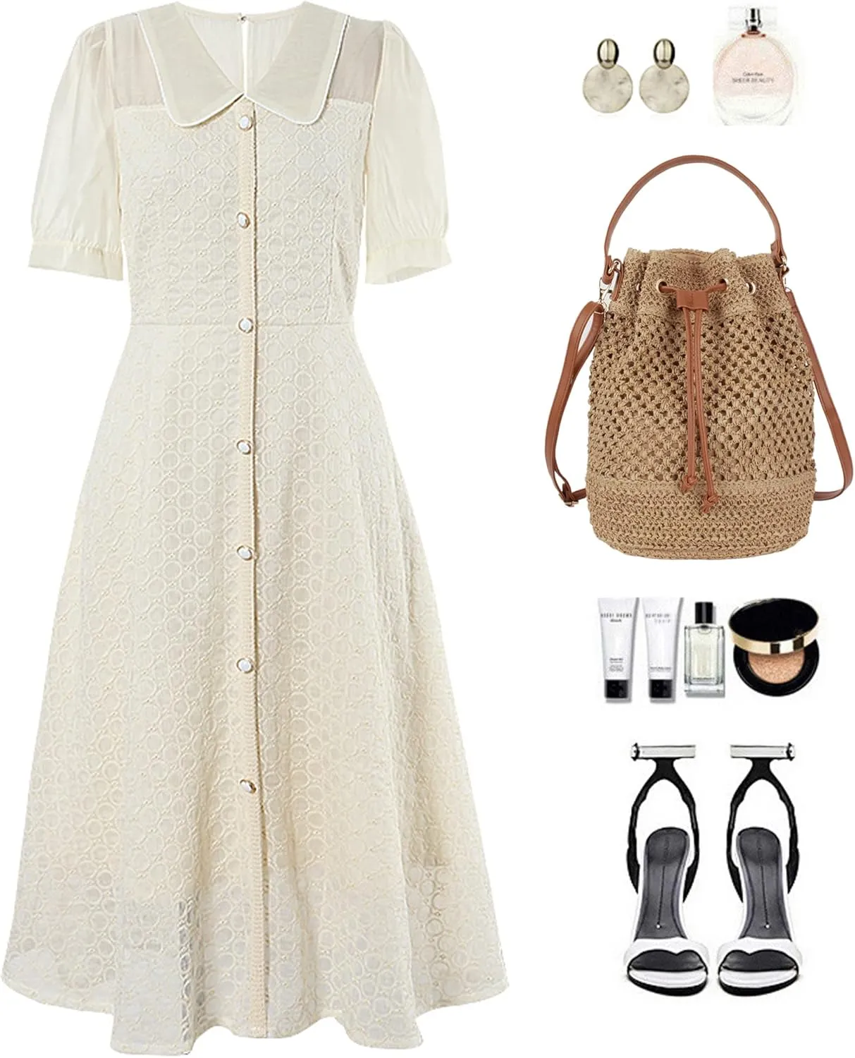 ZLM BAG US Straw Drawstring Bucket Bag Summer Crochet Tote Purse Pu Leather Strap Crossbody Shoulder Bag