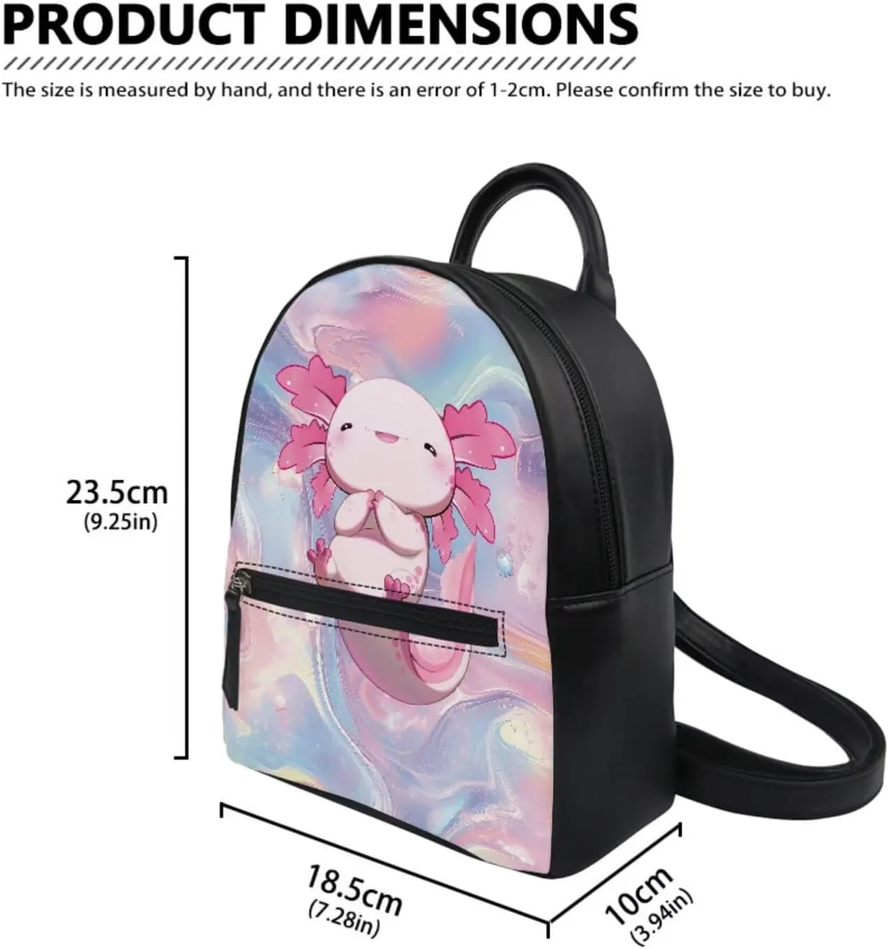 ZOUTAIRONG Axolotl Tie Dye Print Mini Backpack for Women Girls Girls Purse and Wallet Set Shoulder Bags Kids Pouch Sport Daypack Travel Storage Bag